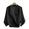Pleated Cropped Blazer Women Batwing Sleeve Open Front Button Cardigan Jacket Elegant Office Casual Coat