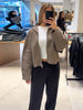 Women Solid Cropped Zip‑Up Knit Jacket Stand Collar Zipper Long Sleeve Loose Short Sweater Autumn Casual Commute Outerwear