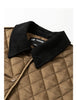 Women Cotton Jacket Winter Retro Diamond Grid Workwear Large Pocket Mid Length Jacket Brown
