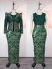 Wedding Party Dresses For Women Long Sleeve Coat And Sequin Vest Dress Turkey African Clothing 2 Piece Set Dashiki Outfit