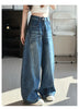 Women's High-Waisted Barrel Jeans Curved Leg Denim Contrast Stitching Vintage Wash Horseshoe Pants S-3XL