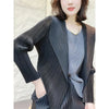 Korean Lady Long Sleeve Suit Outwear Femme Pleats Please Blazer Top Coat Autumn Women Advanced Leisure Jacket