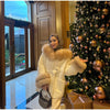 Cotton Lined Furry Fur Collar Belts Jacket Women Long Sleeve Thicken Warm Female Coat Winter Street Casual Outwear