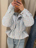 Floral Print Zip Button Stand Collar Quilted Jacket Drawstring Waist Oversized Autumn Women Coat Casual Chic Lady Outerwear