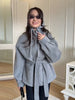 Casual Solid Woolen Loose Coats Women Belt Stand Collar Full Sleeve Zippers Lace Up Coat Female Autumn Lady Outwears