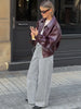PU Crop Jacket Women Fall Wild Gothic Punk Elegant Waist Zip Full Sleeve Casual Streetwear Simple Classic Coat