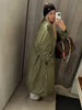 Female Oversized Long Puffer Coat Zip Lapel Full Sleeve Warm Thick Green Overcoat Winter Casual Street Chic Outwear