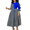 Elegant Dresses for Women Fall African 3/4 Sleeve Party Birthday Robe Chic 3D Flower Plaid Evening A-Line Dress