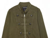 Green Napoleon Short Jeans Jacket Women's Chic Stand Collar Long Sleeve Zipper Crop Coat Lady Fall Daily Street Outwear