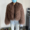 Women's Real Mongolian Fur Winter Coat Thick Warm Jacket with High-Quality Turndown Collar