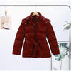 Shiny Belted Waist Jacket For Women Casual Detachable Hood Zipper Pockets Coat Lady Winter Chic Street Outerwear