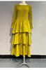 Spring Ruffled Lantern Sleeve Pleated Dress Atmospheric Design Sense Pleated Long Dresses Women's Clothing
