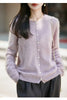 Winter Women's Clothing Tops Brushed Wool Cardigans O Neck Yellow Warm Causal Sweater Soft Solid Knitted Coats B1713005