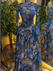 Women Paisley Printed Big Swing Ruffles A-line Mesh Maxi Dress Parties Vacation Education Long Dresses Vestidos