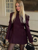 Chic Burgundy Blazer Mini Dress Women Full Sleeve Waist Cinching Slim Short Dresses Lady Daily Commute Vestidos