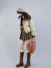 Women Coffee Black Short Parkas Thicken Warm Long Sleeve Lapel Cotton Padded Coat Vintage Winter Student Jacket Streetwear