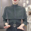 Temperament Cape Knit Two Piece Set Women V Neck Long Sleeve Pullover Sweater Stand Collar Knit Cardigan Shawl Suits