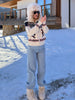 Contrast Skiing Jacquard Sweater For Women Elegant Long Sleeve Zipper Knitted Cardigan Jackets Street Lady Chic Outerwear