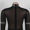 Women Full Sleeve Diamonds Mesh Rhinestones High Side Split Mermaid Maxi Long Dress Evening Sexy Party Dresses Vestidos