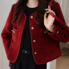 Women's Jacket Spring Autumn Red Tweed Small Fragrance Coat Short Blazers Korean Elegant Female Tops Outerwear