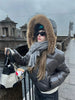 Russian Winter Warm Faux Fur Hooded Quilted Puffer Jacket Women Y2K Retro Padded Short Coat Casual Parka Glossy Outerwear куртка