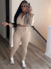 Street Women's Set Zipper Fly Crop Sweatshirt and Jogger Sweatpants Elegant Fall Sportwear Two 2-Piece Set Outfits