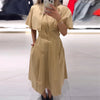 Lapel Cape Sleeve Lace Up Long Sleeve Women Elegant Epaulet Oversized Waist Cinching Pleated Shirt Dresses Chic Ladies Partywear