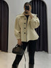 Women's Chic Waist-cinching Short Trench Coat Solid Long Sleeve Shoulder Pad Cropped Jackets Autumn Street Commute Outwear