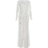 Elegant Shawl Patchwork Dress Women Swing Bandage Ruched Sexy Evening Prom Party Stretch Slim Maxi Bodycon