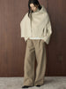 Winter Korean style slanted collar irregular wool double-sided woolen coat silhouette warm jacket for women