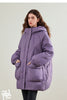 Womens Down Jacket Winter 90 White Duck Down Purple Hooded Large Pocket Warm Long Outerwear
