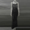 Sexy Mesh See Through Slim Evening Party Dresses Fall Winter Strap Christmas Outfits Glitter Diamond Long Dress for Women