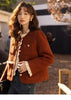 Wool Coat for Women Winter Korean Retro Lace Splicing Lamb Wool Button Pockets Thickened Warm Female Coat MXB43W0720