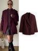 Solid Wine Red Blazer Jacket For Women Elegant Double Breasted Suit Coats Female Lapel Long Sleeve Office Lady Outerwear