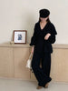 Sweater Set Women's Loose Outer Wear Lazy Style Winter Lace-up Knitted Jacket Cardigan Wide-leg Pants Two-piece Set