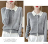 Cashmere Sweater For Women Autumn And Winter Knitted Cardigan For Women Loose Fitting Woolen Sweater Lapel Jacket Camel XXXL
