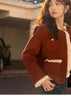 Wool Coat for Women Winter Korean Retro Lace Splicing Lamb Wool Button Pockets Thickened Warm Female Coat MXB43W0720