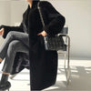 Winter Long Black Elegant Stylish Thick Warm Fluffy Hairy Soft Faux Mink Fur Coat Women Stand Collar Sashes