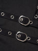 Women's Pants Solid Color Grommet Buckle Lace Up Pants Elastic Waist Punk Skinny Pants