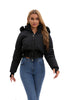 Women's Bomber Jacket Hooded Cropped Coat Winter Jacket Woman Cool Warm Clothes Coffee Black White Clothing XXL
