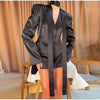 Scarf Ribbon Jacket Skirts Suit Women Chic V-Neck Button Slim Jackets A-line Mini Skirt Sets High Street Lady 2 Piece Set