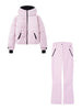 Women Pocket Long Sleeve Zipper Hooded Skiing Cotton-padded Drawstring Jacket+High Waist Casual Winter Pant Set