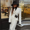 Elegant Waist Cinching Woolen Coats Autumn Winter Lady Single-breasted Lapel Long Overcoat Women's High Street Outwear