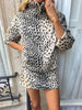 Retro Spotted Fur Short Skirts Sets Women Chic Full Sleeves Jacket Zipper Half Body Skirt Faux Fur Loose Suits Daily Wear Lady
