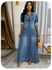 Lady Casual Denim Dress Long Sleeve Turn-down Collar Button Loose Dresses Robe Femme Office Womens Clothing Spring