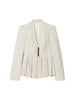 Women Striped Short Skirt Style Hem Blazer Long Sleeve Single Breasted V-Neck Casual Commuting Chic Jacket Lady