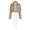 Hipster Zip Crop Jacket Women Warm Chic Pocket Turtleneck Full Sleeve Ribbon Street Basic Winter Puffer Quilted Parkas