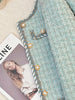 Blue Short Quilted Shoulder Pad Jacket Women's Style Korean Name Brand Autumn