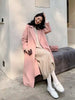 Pink Double Sided Cashmere Coat Women's Mid Length Autumn Winter High End Split Belt Coats Streetwear 2DA7712
