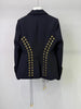 Solid Patchwork Bandage Designer Coat for Women Notched Collar Long Sleeve Spliced Irrgular Metal Buckles Slim Jacket Female